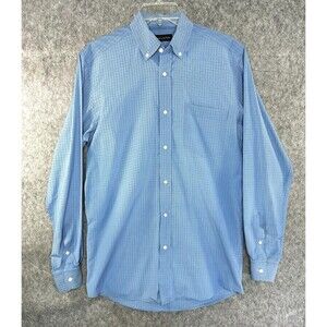 Ralph Lauren Black Label Size 15 Blue Plaid Dress Shirt Men's Cotton Italy